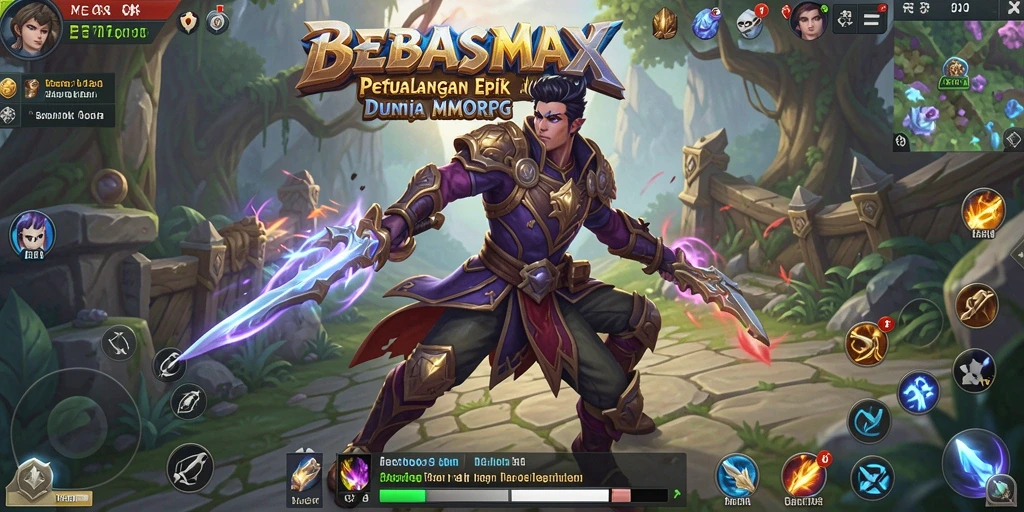 Tangkapan layar BEBASMAX yang menunjukkan aksi epik dalam pertarungan MMORPG.