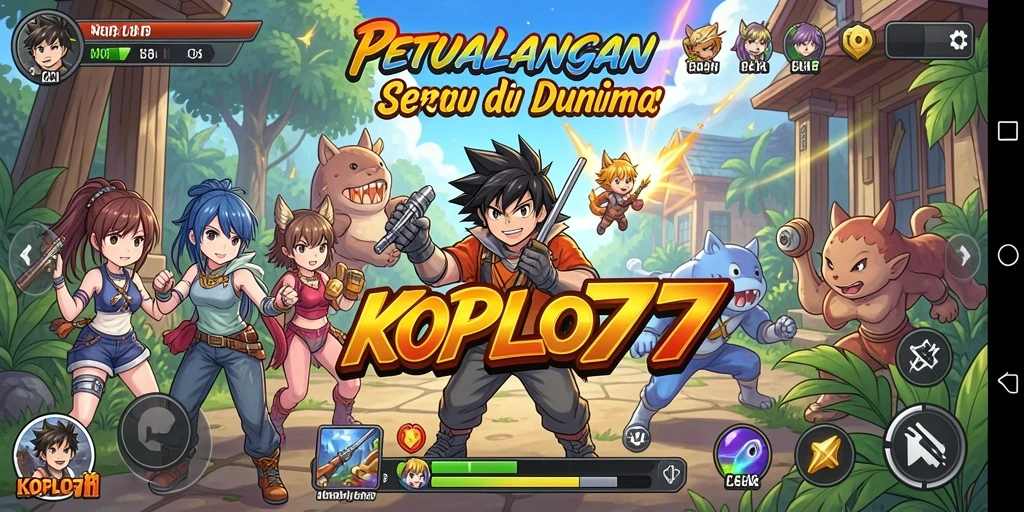 Screenshot KOPLO77 menampilkan karakter anime dalam aksi petualangan seru.