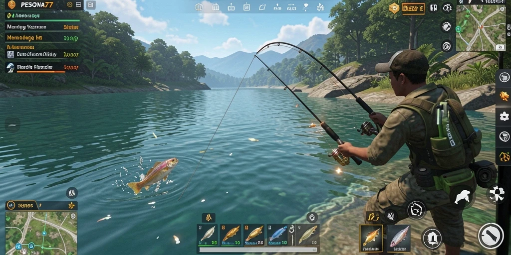 Gameplay PESONA77 menampilkan suasana memancing yang realistis dan menawan.