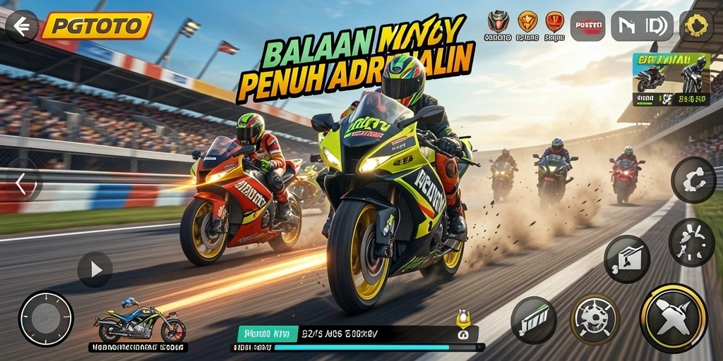 Screenshot gameplay PGTOTO dengan aksi balapan yang seru.