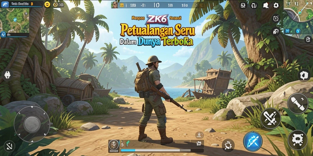 Tampilan gameplay ZK6 yang menarik dalam dunia terbuka.